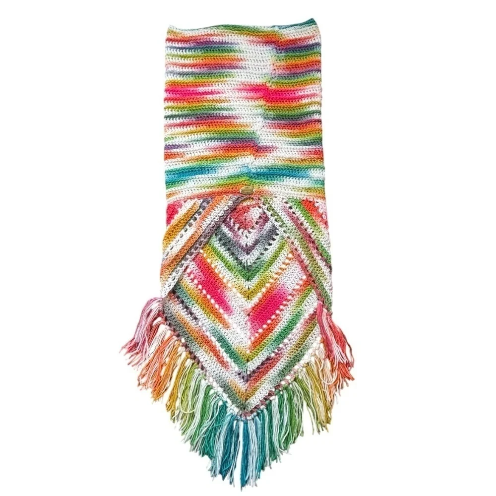 Handcrafted Crochet Hooded Cowl Scarf With Fringe New Handmade by Seller Knit